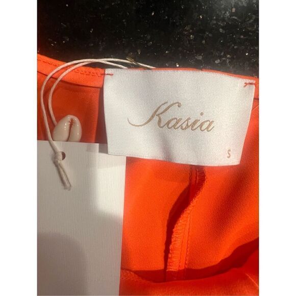 Kasia Orange satin scoop neck SATIN SLIP DRESS vacation date evening size S NWT - Picture 4 of 6